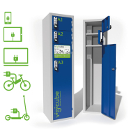 Armoire recharge de trottinette électrique, batterie de vélo  pour collaborateurs, clients ou visiteurs -  vigicube acier