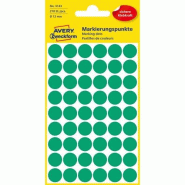 Avery Zweckform Etui de 270 pastilles adhésives, diamètre 12 mm, coloris vert (5 feuilles / cdt) - vert 3143
