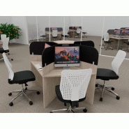 Bureau call center 5 places forme marguerite avec cloisons acoustiques. - acacia clair, 5 places, noir da023_0
