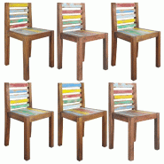 Chaises à manger lot de 6 bois de récupération solide Modèle Uvionel - 3082891