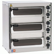 Climahosteleria AVEIRO FP52PV Four à Pizza Electrique Compact 3 pizzas diamètre 35 cm avec porte vitrée - gris inox FP52PV