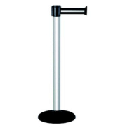 Poteau à sangle, aluminium anodisé, sangle noire et argent, 4 m Poteau à sangle, aluminium anodisé, sangle noire et argent, 4 m