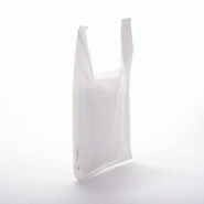 Sac bretelles réutilisables blanc PEBD 50µ 21x11x35cm - par 1000 Sac bretelles réutilisables blanc PEBD 50µ 21x11x35cm - par 1000