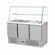 Saladette professionnel 3 portes positive statique avec vitre droit... - PTHS903VG