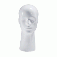 Tête à poser homme en fibre de verre - blanc laqué - présentation écharpes et minerves