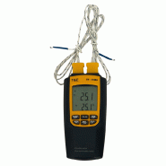 Thermomètre portable à double sonde TC - Thermocouple K (-200 à 1300°C) et Thermocouple J (-200 à 1200°C)