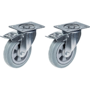 160mm 6" roulettes pivotantes en caoutchouc gris avec frein, capacité de charge de 270kg, jeu de 2 160mm 6" roulettes pivotantes en caoutchouc gris avec frein, capacité de charge de 270kg, jeu de 2
