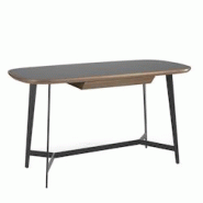 AC ANGEL CERDA Angel Cerdá Bureau en noyer et acier noir avec plateau en verre noir 3137C 140 x 72 x 76 - 8435631005612 AC ANGEL CERDA Angel Cerdá Bureau en noyer et acier noir avec plateau en verre noir 3137C 140 x 72 x 76 - 8435631005612