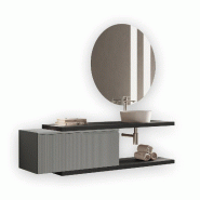 AQA Design Composition de salle de bain en MDF 5 pièces VENERE anthracite/gris mat. L.200 P.45 H.190 MPVE53-ANT-GRI - multicolore Bois manufacturé M
