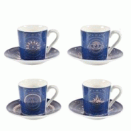 Aulica Tasses et sous-tasses Astres - lot de 4 - bleu 207001 Aulica Tasses et sous-tasses Astres - lot de 4 - bleu 207001