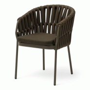 Bistromania Fauteuil de terrasse BANDOL - Marron - L 58 x P 60 x H 78 cm - marron aluminium EA203