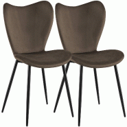 CLP Lot de 2 Chaises de Salle a Manger Maika Velours HBT: 80x50x58 cm Marron Velours - marron textile 328540