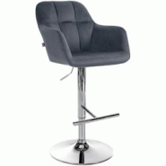 CLP Tabouret de bar Natoma velours Gris foncé/Métal chromé - gris textile 322962 CLP Tabouret de bar Natoma velours Gris foncé/Métal chromé - gris textile 322962