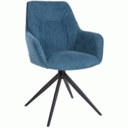 Décoshop26 - Chaise de salle à manger pivotant avec accoudoirs x1 en tissu bleu et piètement en métal noir 10_0002040 - bleu 3000250804028 Décoshop26 - Chaise de salle à manger pivotant avec accoudoirs x1 en tissu bleu et piètement en métal noir 10_0002040 - bleu 3000250804028