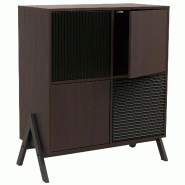 Décoshop26 - Commode design moderne avec 4 portes et compartiments 94 x 79 x 40 cm finition noyer MDF et métal 04_0009206 - métal 3000267362122