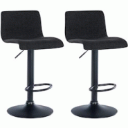 Décoshop26 - Lot de 2 tabourets de bar design simple avec repose-pieds en tissu noir pieds en métal noir 10_0004054 - noir 3000251910100 Décoshop26 - Lot de 2 tabourets de bar design simple avec repose-pieds en tissu noir pieds en métal noir 10_0004054 - noir 3000251910100
