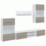 Helloshop26 - Lot de 5 meubles TV modernes rangement mural et sur pied 120 x 39,5 x 105,5 cm en bois d'ingénierie gris pierre 02_0055748 - gris verre