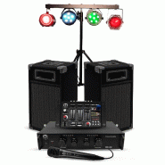 Kit Sono 300W Bm Sonic BMS-DJ300-USB-BT Initiation DJ Enceintes Ampli Table de Mixage Bluetooth, Kit d'éclairage 4 effet LED - 3666638035080