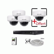 Kit vidéosurveillance ip 4 caméras dômes hikvision