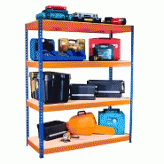Mr008   étagères /rayonnage de charge lourdes bleu et orange 4 niveaux 1800mm h x 1500mm l x 450mm p