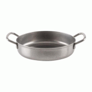 Plat de présentation vintage (Ø)150 x (H)45 mm à deux anses, en inox finition polie