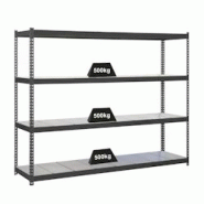 PROREGAL Étagère pour charges lourdes METAL BEAST FOUR | HxLxP 200x210x60cm | Charge du compartiment 500kg | anthracite - gris métal PR_RS17-54 PROREGAL Étagère pour charges lourdes METAL BEAST FOUR | HxLxP 200x210x60cm | Charge du compartiment 500kg | anthracite - gris métal PR_RS17-54