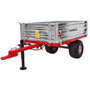 Remorque simple essieu 1000 kg pour Micro-Tracteur - Benne galvanisée basculante hydraulique - 1600 x 1100 x 400 mm - Attelage anneau ø50 mm Torros AHRT100H