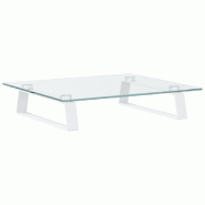 Support de moniteur table meuble bureau 40 x 35 x 8 cm verre trempé et métal blanc 02_0044861 - blanc verre 3000220399127