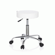 Tabouret / siège pivotant / siège technique OPERATOR II simili-cuir blanc chrome hjh OFFICE - blanc plastique 729414 Tabouret / siège pivotant / siège technique OPERATOR II simili-cuir blanc chrome hjh OFFICE - blanc plastique 729414