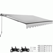 Tectake Store banne ORNELLA à bras articulé et support mural - 300 x 250 cm, gris clair - 406132 - gris polyester 406132