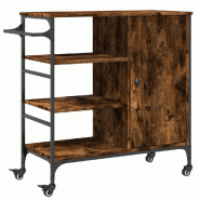 VidaXL Chariot de cuisine chêne fumé 87,5x38,5x84,5 cm bois ingénierie - marron multi-matériau 842388