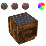 VidaXL Table de chevet avec LED infini chêne fumé 50x50x50 cm - 3284088