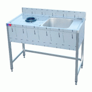 - Table avec évier et compartiment à déchets 1600 x 750 x 750 x 850 + 100 mm - inox gf1145
