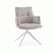 Chaise de salle à manger / Chaise pivotante Tavaro tissu beige hjh LIVING - beige polyester 670685