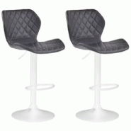 CLP Lot de 2 Tabourets de bar Cork en similicuir Noir /Blanc - noir polyester 315159 CLP Lot de 2 Tabourets de bar Cork en similicuir Noir /Blanc - noir polyester 315159
