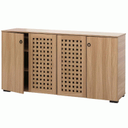 Décoshop26 - Buffet avec 4 portes avec design tressé 3D 9 compartiments de rangement 83x159x37 cm MDF marron 04_0009819 - marron 3000267696050