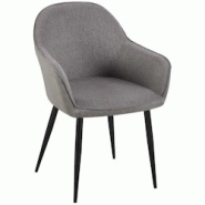 Décoshop26 - Chaise de salle à manger moderne et confortable en tissu gris foncé et pieds en métal noir 10_0002000 - gris 3000250787222 Décoshop26 - Chaise de salle à manger moderne et confortable en tissu gris foncé et pieds en métal noir 10_0002000 - gris 3000250787222