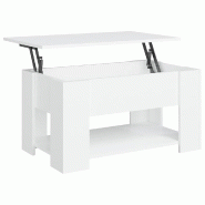 Décoshop26 - Table basse dessus relevable design moderne et contemporaine 79 x 49 x 41 cm bois d'ingénierie blanc DEC037943 - blanc Bois massif 3000