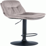 Décoshop26 - Tabouret chaise haute x1 pour cuisine et bar à assise moelleuse en velours gris cadre en métal noir 10_0005692 - gris métal 3000265158994