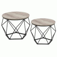 Helloshop26 - Lot de 2 tables basses 50 x 40 cm et 40 x 36 cm d'appoint panneaux d'aggloméré acier gris 12_0006248 - gris métal 3000223468189