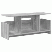 Helloshop26 - Meuble TV rectangulaire moderne avec rangement optimisé 102 x 35 x 45 cm en bois gris sonoma 02_0054712 - gris Bois massif 3000238625942