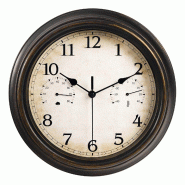 IvoQ Horloge d'Extérieur Étanche - Avec Thermomètre & Hygromètre - Mouvement Silencieux - Horloge Murale Vintage - Ø 30 cm - 8721161176688