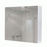 Mendler Armoire de toilette HWC-B19b, armoire de bain suspendue, 6 étagères brillant FSC®-certifié 70x80x16cm ~ blanc - blanc Bois massif 97806