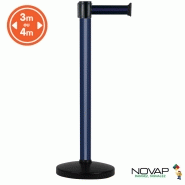 Poteau alu bleu à sangle Noir/Bleu sur socle portable - Novap Poteau alu bleu à sangle Noir/Bleu sur socle portable - Novap