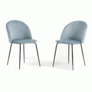 RATTATAN Lot de 2 chaises en velours avec pieds en métal, design élégant pour cuisine, salle à manger, bar ou restaurant – Sara – Bleu ciel/Gr RATTATAN Lot de 2 chaises en velours avec pieds en métal, design élégant pour cuisine, salle à manger, bar ou restaurant – Sara – Bleu ciel/Gr