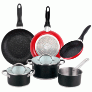 San Ignacio - Batterie de Cuisine Cassel 16/20/24 cm en Acier Inoxydable avec Jeu de 3 Poêles 16/20/24 cm en Aluminium Embouti, Compatible Induction