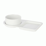 San Ignacio VESSIA - Set bol et plateau pour apéritifs 32,5 x 17,5cm - blanc porcelaine SANR470