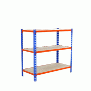 SimonRack Étagère Rangement 900x1200x300 mm, 3 niveaux, plateaux en bois, charge 200 kg par niveau, Bleu/Orange - Maderclick - métal 8425437077173