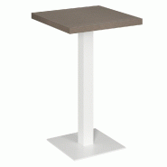 Table mange debout Cage blanc plateau noyer foncé 70x70x111cm