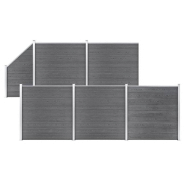 Vidaxl ensemble de clôture wpc 5 carré + 1 incliné 965 x 186 cm gris 3053237